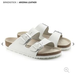NWOB Birkenstock Arizona Sandals White Leather Size 40 Medium/Narrow 9-9.5